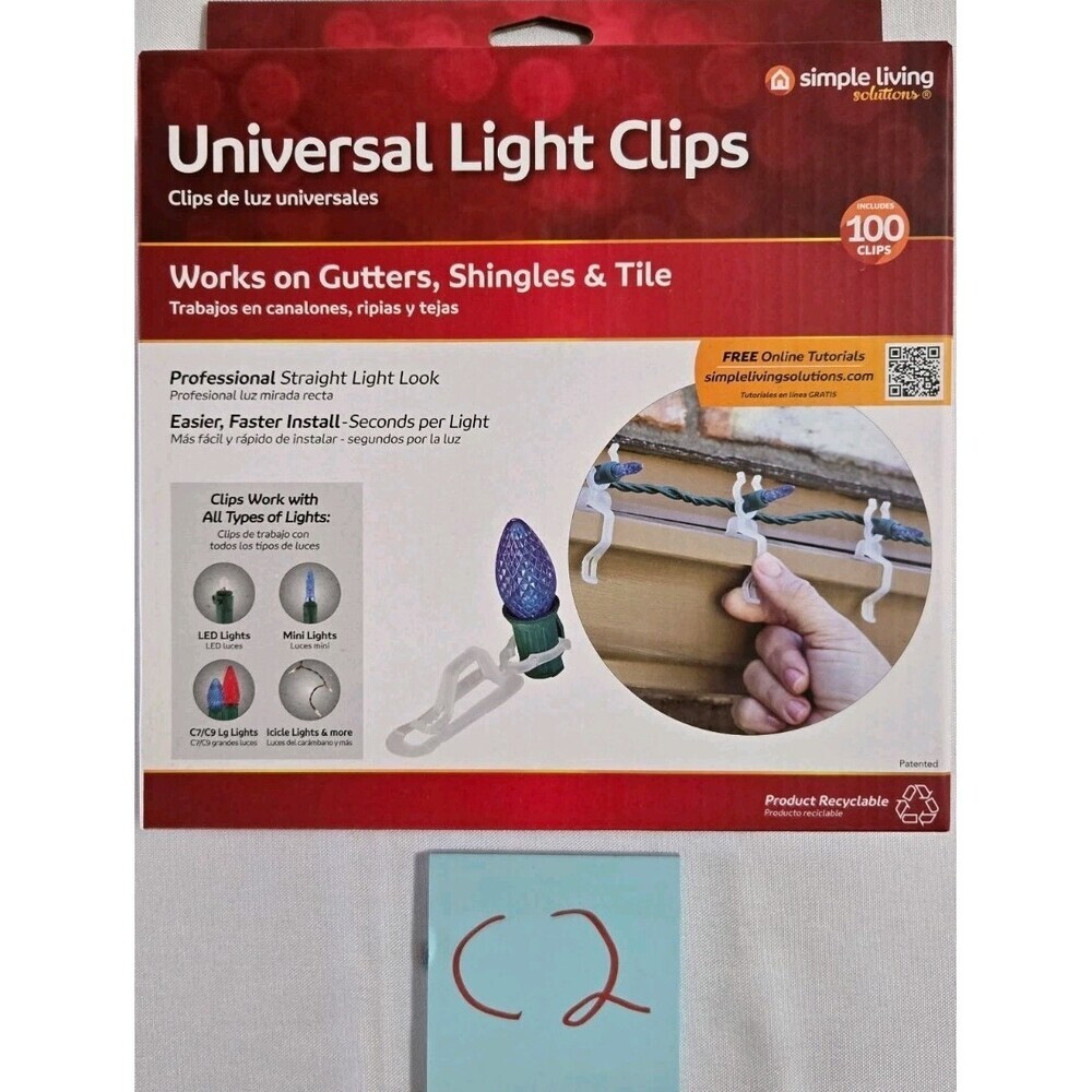 UNIVERSAL LIGHT CLIPS 100 Count Works with all types of Lights - NIB